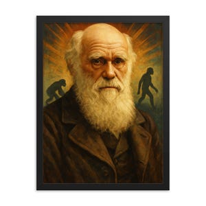 Charles Darwin gerahmter Druck: Vintage Naturforscher Porträt, intellektuelles Dekor