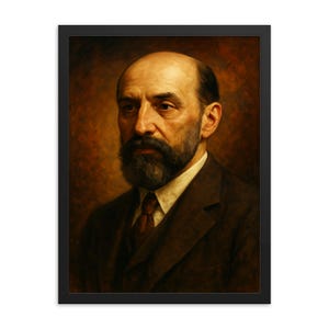 Juan Ramón Jiménez Oprawiony wydruk ścienny – dekoracja portretu literackiego, prezent dla hiszpańskiego poety, elegancki akcent do nauki, gotowy do powieszenia