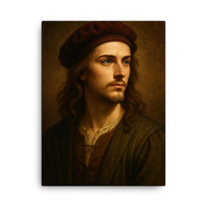 Young Leonardo da Vinci Portrait Canvas Print – Renaissance Wall Art, Unique Gift, Historical Home Decor