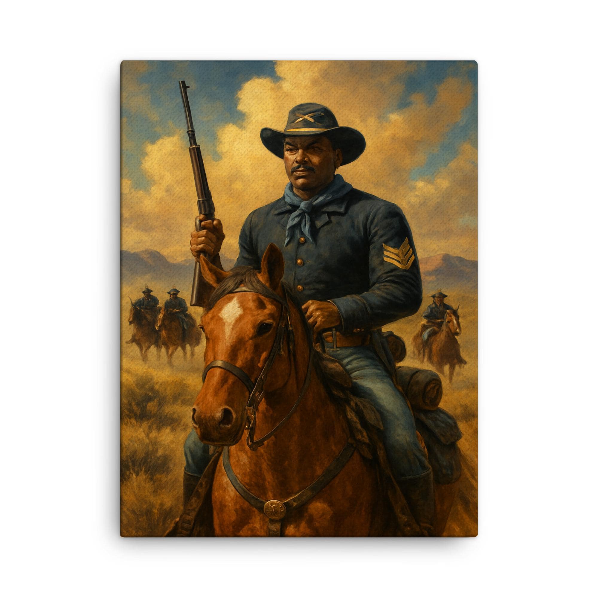 Buffalo Soldiers Canvas Print – Historic African American Military Wall Art, Bold Vintage Home Decor, Unique Gift
