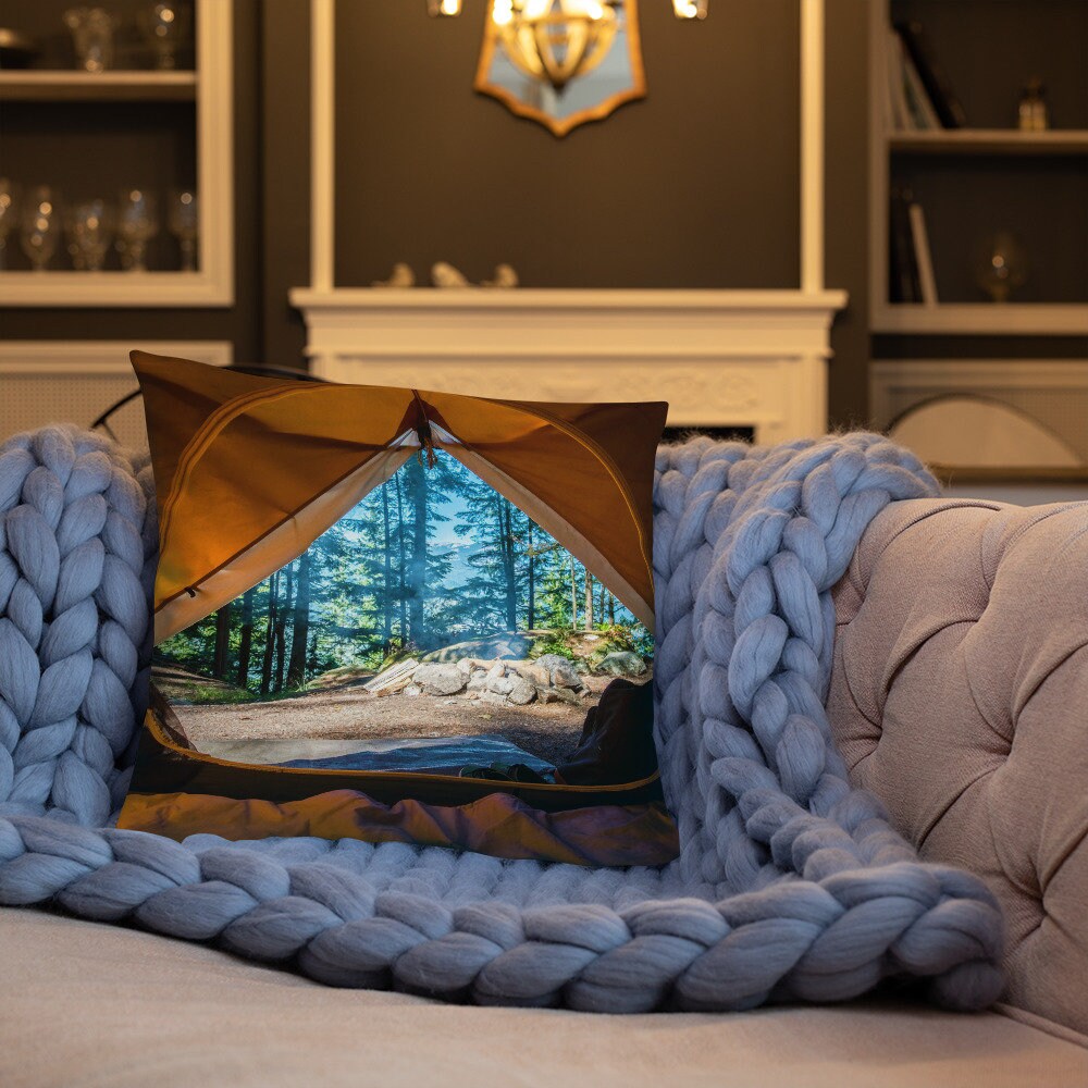 Camping in the Forest Throw Pillow Etsy UK
