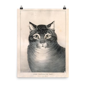 Vintage Cat Wall Art - Nathaniel Currier Poster Print 1838 - Unique Antique Decor for Cat Lovers and Collectors