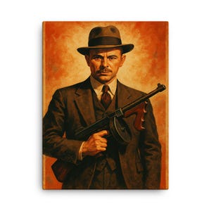 John Dillinger Druck: Vintage Gangster Portrait, 1930s Outlaw Decor