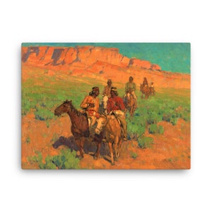 Navajos on Horseback by Edgar Alwin Payne Canvas Print - Canvas Wall Art