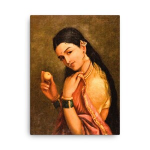 Impression sur toile Femme tenant un fruit par Raja Ravi Varma - Art mural sur toile