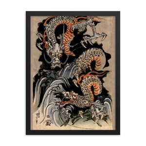 Kuniyoshi Dragon Framed Print: Japanese Ukiyo-e Woodblock Art