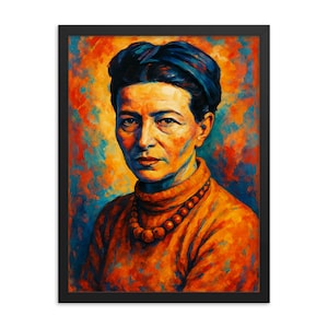 Simone de Beauvoir Framed Print: Feminist Wall Art, Modern Intellectual Decor