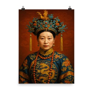 Kaiserin Dowager Longyu Poster Druck - Einzigartige chinesische Wandkunst, Historisches Dekor, Antiker Stil, Reiche Farbdetails