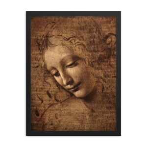 Framed La Scapigliata Print: Leonardo da Vinci Renaissance Wall Art
