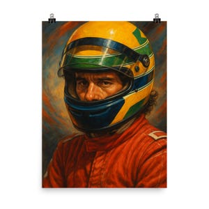 Ayrton Senna F1 Portrait Poster: Vibrant Motorsport Wall Art