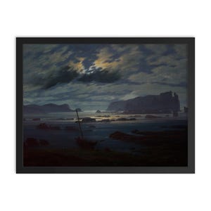 Northern Sea in the Moonlight Framed Print – Caspar David Friedrich 1824 Romantic Ocean Wall Art, Mystical Nocturne Home Decor