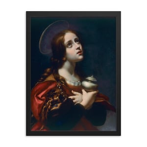 Framed Mary Magdalene Art Print by Carlo Dolci: Baroque Religious Decor