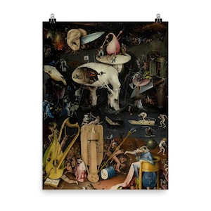 Hieronymus Bosch Hell Panel Poster Print, Unique Wall Art of The Garden of Earthly Delights, Mystical Gothic Decor