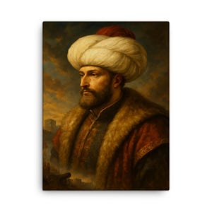 Fatih Sultan Mehmet Ottoman Portrait: Historic Turkish Canvas Print