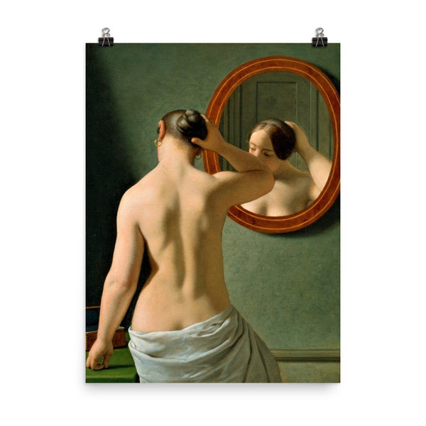 Woman in Front of a Mirror by Christoffer Wilhelm Eckersberg Poster Print