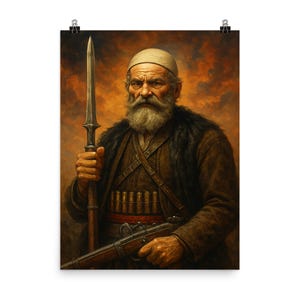 Isa Boletini Wall Art Poster Print - Historic Albanian Warrior Portrait, Unique Home Decor, Gift for History Lovers