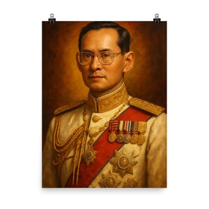 Bhumibol Adulyadej Portrait Print: Thai King Wall Art
