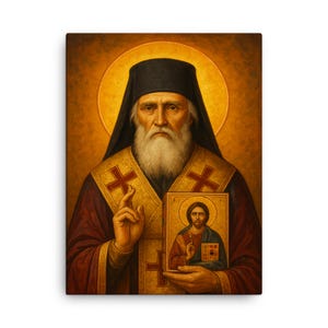 St. Vasilije Ostroski Leinwanddruck: Serbisch-Orthodoxe Ikonenwandkunst