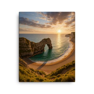 Durdle Door Canvas Print Dorset Coast Wall Art – Seaside Landscape Decor, England Beach Photography Canvas