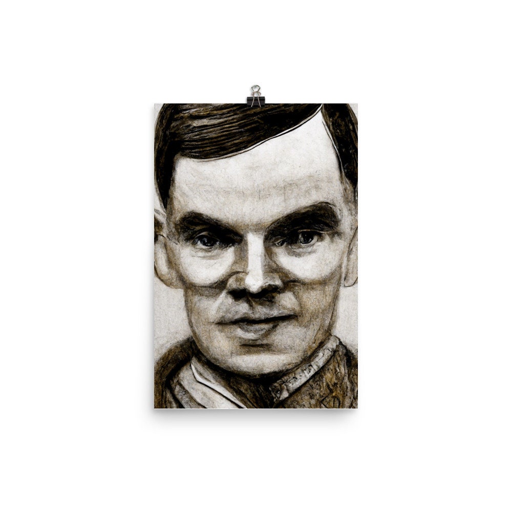 Pencil Sketch of Alan Turing in the Style of Leonardo Da Vinci - Etsy UK