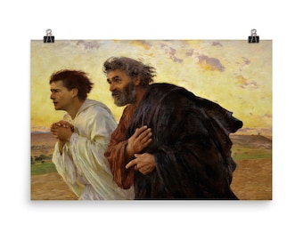 Peter and John Running to the Tomb by Eugene Burnand Poster Print