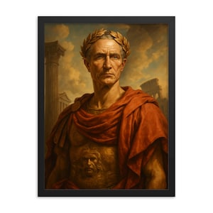 Julius Caesar Framed Print Wall Art – Historic Roman Leader Portrait, Classic Latin Decor, Unique Gift for History Lovers, Ready to Hang