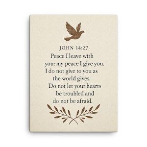 John 14:27 Bible Verse Canvas Print – Christian Wall Art, Peace I Leave With You, Inspirational Scripture Decor
