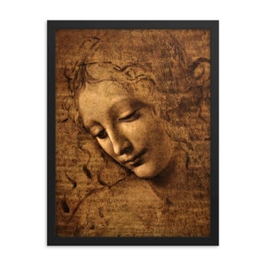 Head of a Young Woman with Tousled Hair by Leonardo Da Vinci Framed Print
