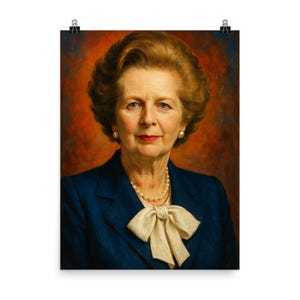 Margaret Thatcher Iconic Portrait Poster Print - Unique Wall Art for History Lovers, UK Politics Inspired Decor