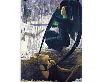 Carlos Schwabe : The Death of the Gravedigger (1895) Canvas