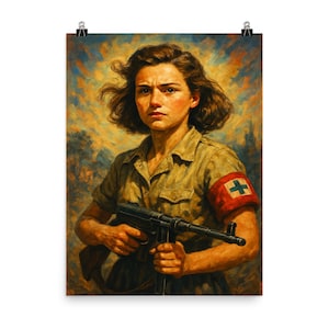 Simone Segouin Heroic Portrait Poster Print WWII French Resistance Icon Wall Art Decor Vintage Style