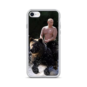 Vladimir Putin Funny Riding a Bear iPhone Case - Putin Meme Phone Gift