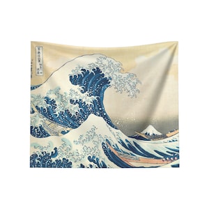 Hokusai Great Wave Off Kanagawa Wall Tapestry, Arte murale giapponese
