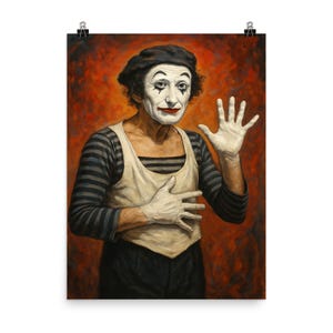 Vintage Marcel Marceau Poster: Mime Art Print for Theatre Lovers