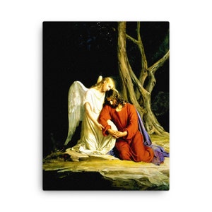 Carl Bloch Canvas Print: Angel Comforting Jesus - Garden of Gethsemane