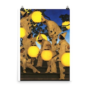 Poster Art Nouveau dei portatori di lanterne di Maxfield Parrish