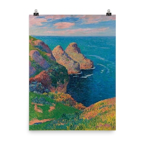 Póster de Les Falaises au Bord de la Mer Henry Moret - Arte vintage de la pared del acantilado del océano para la decoración del hogar - Idea de regalo única
