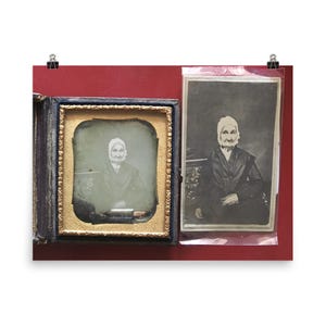 Vintage 6th Plate Daguerreotype Poster Print - Unique Antique Wall Art with Companion Carte de Visite Copy