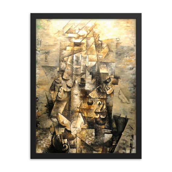 世界的に有名な ジョルジュ・ブラック作「ギターを持つ男」額入りプリント 絵画