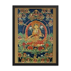 Green Tara Thangka Print: Framed Tibetan Buddhist Meditation Art