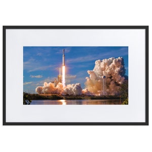 SpaceX Falcon Heavy Launch Framed Print with Mat