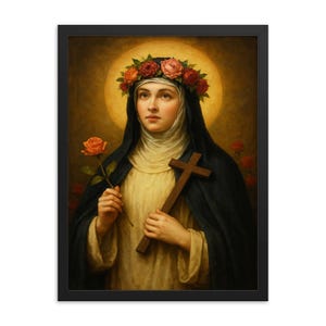 Framed Saint Rose of Lima Print: Catholic Wall Art
