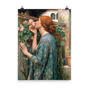 Arte mural "Alma de la Rosa" - Impresión de póster vintage de Waterhouse - Decoración romántica prerrafaelita - Obra de arte de alta calidad