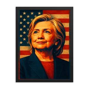 Hillary Clinton Framed Print – Unique Political Portrait Wall Art, Feminist Decor, Inspirational Gift for Her, Ready to Hang