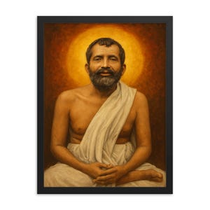 Sri Ramakrishna Framed Print | Inspirational Hindu Wall Art | Spiritual Home Decor | Sacred Portrait | Unique Gift for Meditation Room