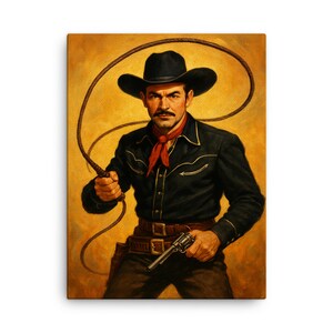 Lash LaRue Canvas Print: Vintage Western Movie Art, Cowboy Decor