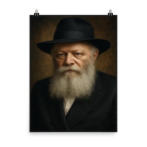 Menachem Mendel Schneerson Art Print: Vintage-Inspired Jewish Heritage Decor