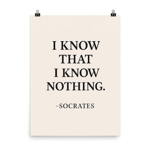Socrates Quote Poster: Minimalist Philosophy Wall Art