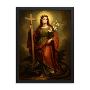 Saint Margaret of Antioch Framed Print – Catholic Saint Wall Art, Inspirational Decor, Unique Religious Gift, Elegant Christian Home Accent
