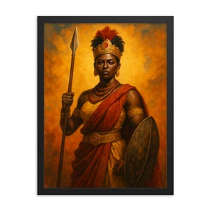 Ingelijste print Nzinga of Ndongo: portret Afrikaanse koningin, zwarte historische kunst